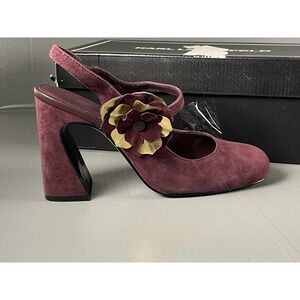 Karl Lagerfeld Paris Shoes Womens Size 8.5M Wine Suede Pierra Slingback Heels